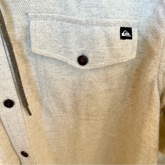 Quiksilver Halidon Hooded Flannel Shacket - Men’s Large Light Heather Gray - Picture 6 of 12